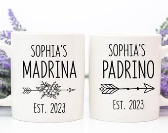 Custom Madrina Padrino Coffee Mug Set, Godparents Proposal Gift, Spanish Baptism Gift, Madrina Mug, Padrino Mug