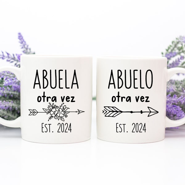 Abuela And Abuelo Otra Vez Mug Set, Regalo Para Abuela, Abuelo, Anuncio De Embarazo, Anuncio Abuela, Abuelo, Pregnancy Announcement Gift