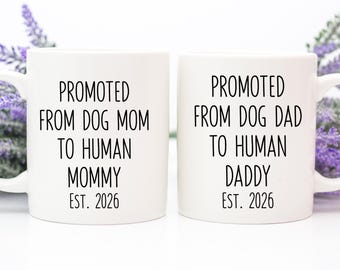 Promoted From Dog Mom To Human Mom, Promoted From Dog Dad To Baby Dad, New Mom Gift, Gift For New Parents, Announcement To Husband