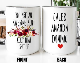 Personalized Aunt Gift from Niece and Nephew, Funny Aunt Coffee Mug