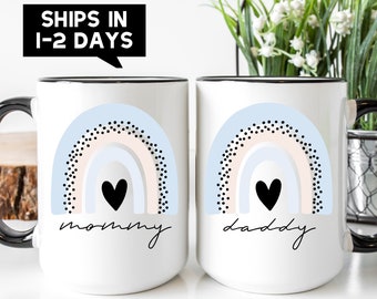New Parent Gift Mug Set - Expecting Parents Gift - Mommy and Daddy Coffee Mug Set - Gift from Grandparents, Best Friends