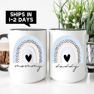 New Parent Gift Mug Set - Expecting Parents Gift - Mommy and Daddy Coffee Mug Set - Gift from Grandparents, Best Friends
