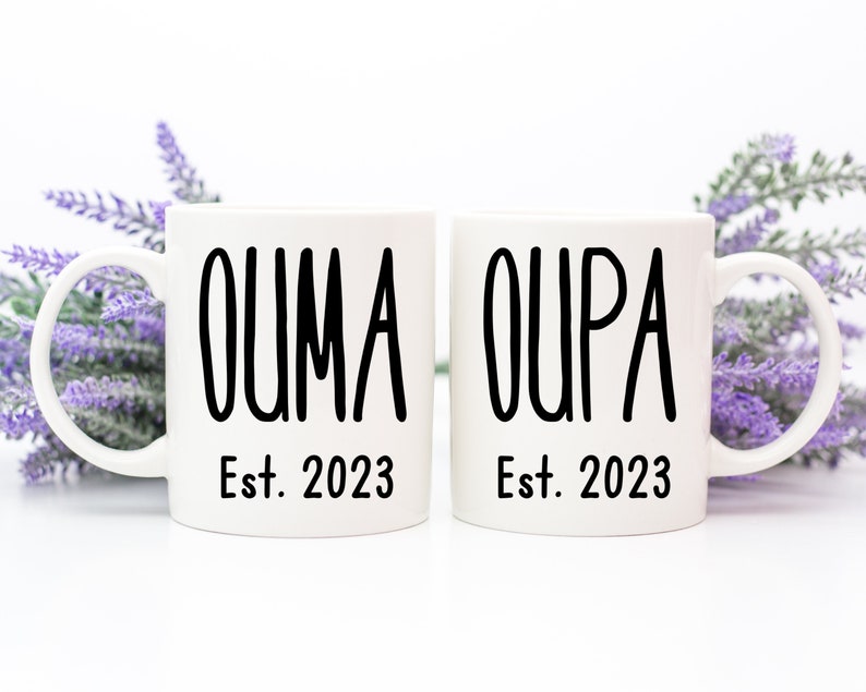 Ouma And Oupa Mugs Set, Pregnancy Announcement For Afrikaans Grandma And Grandpa, Ouma Mug, Oupa Mug, Gift For Ouma image 2