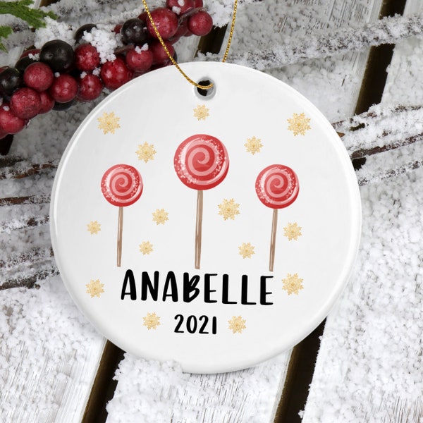 Baby's First Christmas Ornament 2021 Personalized Girl Ornament - Custom Baby Boy Ornament Gift - Lollipop Ornament