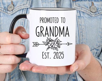 Promoted To Grandma Est 2027 Coffee Mug, New Grandma Gift Idea, Grandma Baby Announcement, New Baby Mug, Minimalist