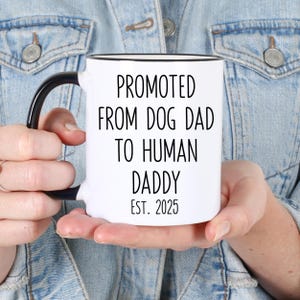 Promoted From Dog Dad To Human Daddy, New Dad Pregnancy Announcement, Reveal To Husband Coffee Mug, Expecting Dad #