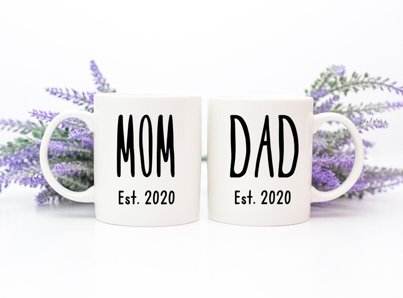 Mom and Dad Mugs Set Pregnancy Announcement for Mom and Dad Etsy