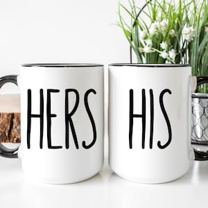 His And Her Mugs Set, Wedding Gift for Couples, Couples Mug Set, His And Hers Mugs, Matching mugs, Minimalist, Rush