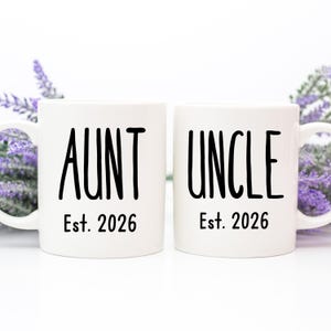 Aunt And Uncle Mugs Set, New Auntie Mug, Uncle To Be Gift, Pregnancy Announcement To Sister, Brother