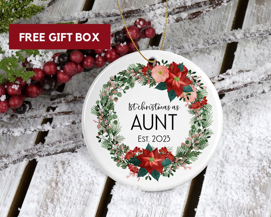 First Christmas as Aunt Christmas Ornament Memory Keepsake Gift Custom ...