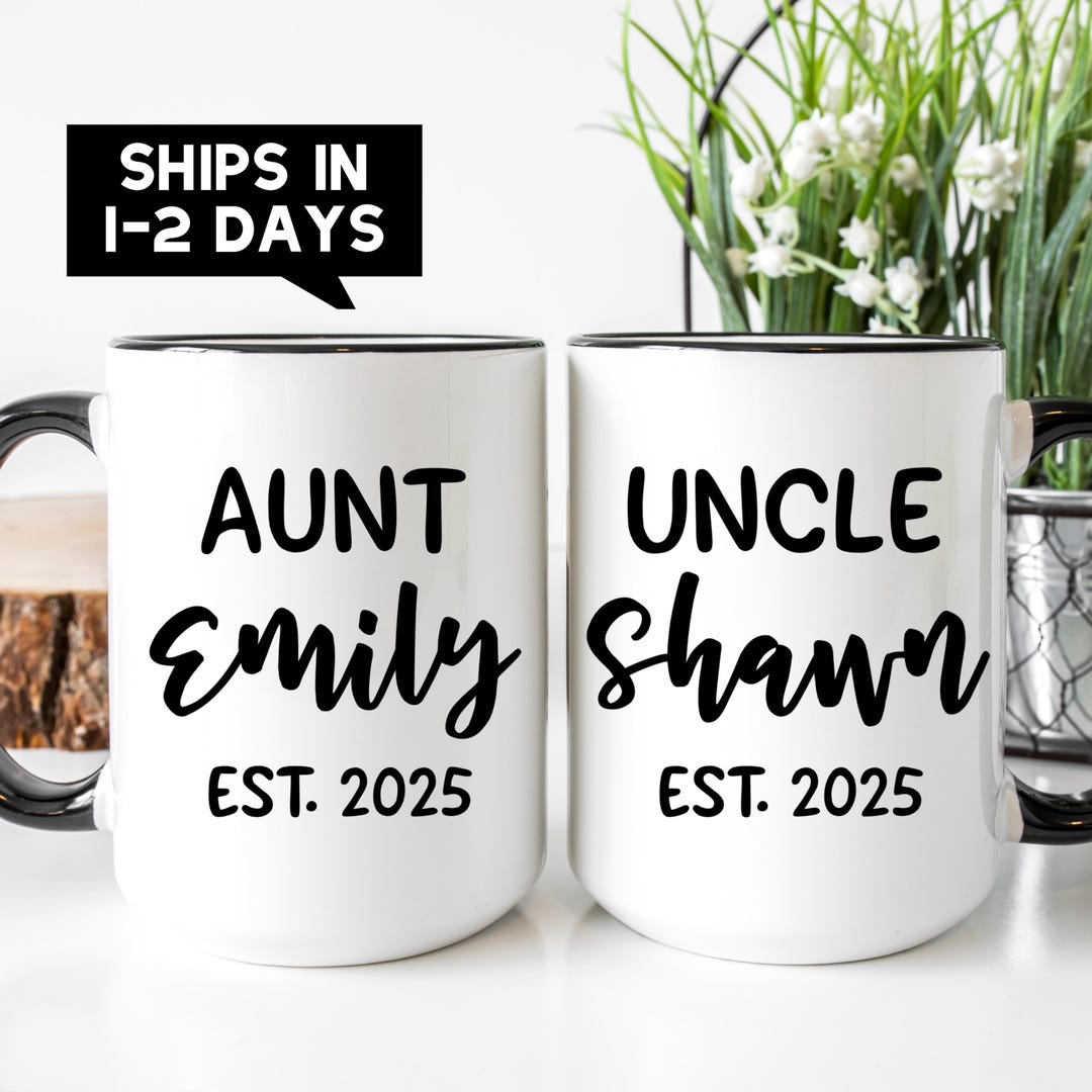 Aunt and Uncle Personalized Mugs, Aunt Pregnancy Announcement Gift ...