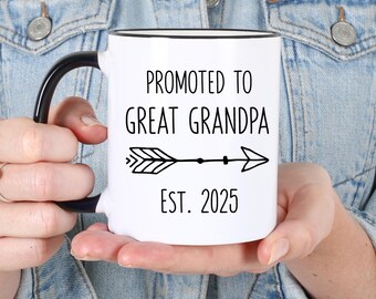 Anuncio de embarazo de bisabuelos, promocionado a bisabuelo 2026, idea de regalo para taza de café, taza de té, revelación de bebé