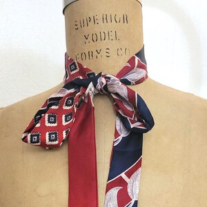 Sciarpa-cintura patchwork • Fascia vintage riciclata rossa e blu