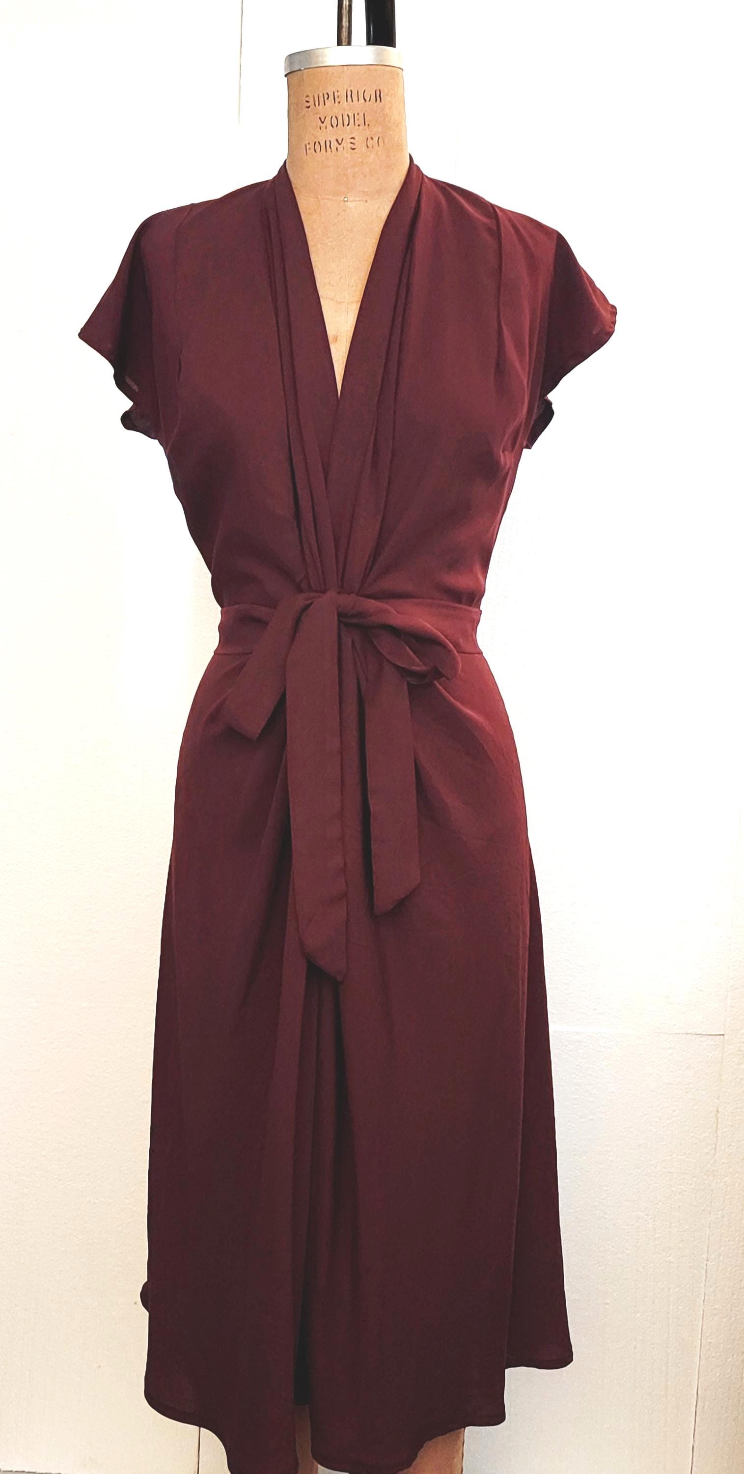 Vintage 1940s Burgundy Dress