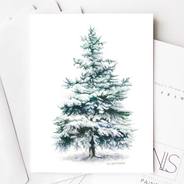 Christmas Cards, Watercolor Christmas Cards, Handmade Card, Painted Card, Christmas Tree Card, Watercolor, Custom Cards