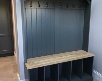 Tall Monks Bench With Coat Hooks 4ft Oak Lid Etsy