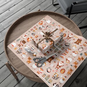 Cute Christmas Animal Gift Wrap Papers Christmas Wrapping Paper Kids Wrapping Paper Christmas Gift Wrap Cute Christmas Gift Wrap