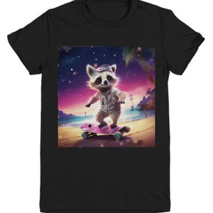 Skateboarding raccoon kids short sleeve t-shirt