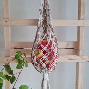 Macrame Hanging Fruits Basket, Vegetable Storage, Fruits bag, Kitchen Storage, Hanging Basket, Zero Waste vegetable storage, Wall Basket
