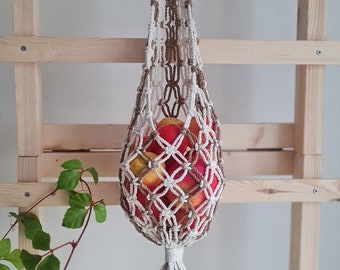 Cesta de frutas colgantes Macrame, Almacenamiento de verduras, Bolsa de frutas, Almacenamiento de cocina, Cesta colgante, Almacenamiento de verduras sin residuos, Cesta de pared
