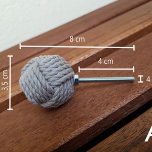 Nautical knob, cotton rope drawer pull, coastal knobs, monkey fist knobs, natural cabinet knob, beach knobs, nautical drawer pulls