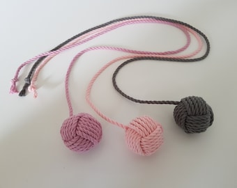 Set of 3 monkey fist cat toys, Eco friendly cat toys,  Hanging cat toys, Cat door toys, Cat toy balls, Macrame cat toys, Cat teaser toys