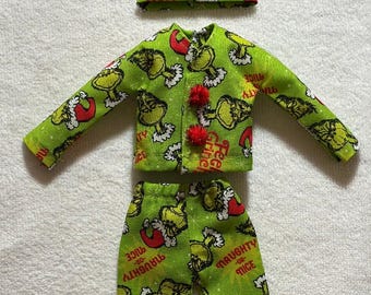 Grinch Elf clothes boy (12 in doll)