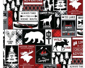 Great Outdoors Cabin Life 100% Cotton fabric * sold in one yard quantities