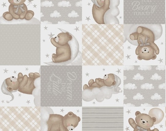 Sleepy Teddy Bear Patchwork sold in half yard quantities - 100% Cotton