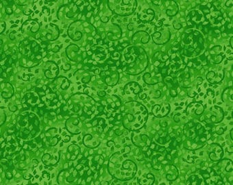 Bright Green Scroll * Wilmington Prints sold in one yard quantities