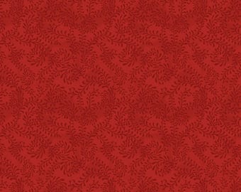 Red Scroll Christms Fabric 100% Cotton sold in one yard quantity