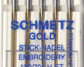 75-11 Gold Titanium Schmetz Machine Embroidery Needle