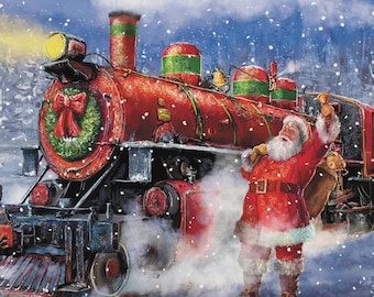 Santa's Train Panel - 100% Cotton - 36" Panel