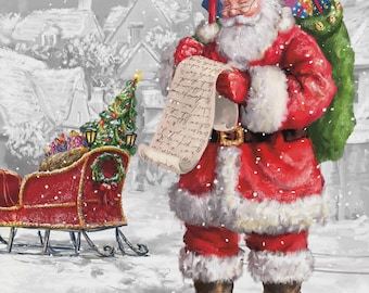 Santa's List Quilting  Panel 36" 100% Cotton
