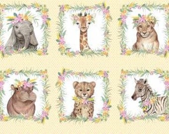 All Big Things Start Small Animal Block Panel - 100% Cotton