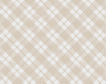Sleepy Teddy Oatmeal Diagonal Plaid sold in half yard quantities - 8524S-30 - 100% Cotton