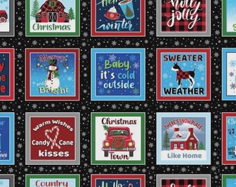 Country Christmas Boxes * Bentarex 100% Cotton * Sold in one yard quantities