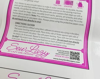 Lazy Girl Slicker Iron on Glossy Vinyl 17 x 36