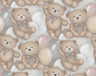 Sleepy Teddy Bears in the Clouds - Sold in half yard quantities