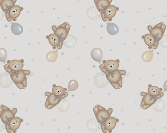 Sleepy Flying Teddy Bear 100% Cotton sold in half yard quantities