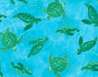 Timeless Treasures Blue Sea Turtles sold by the yardage