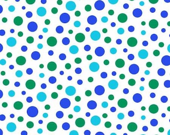 Belle & Blue Fun Dots White * Sold in half yard quantities * 100% Cotton
