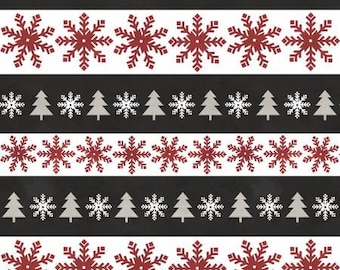 Riley Blake Hello Winter Flannel Stripes Black or Taupe * Sold in one yard quantities