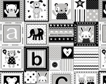 Black Naptime Patchwork Minky - sold in one yard quantities