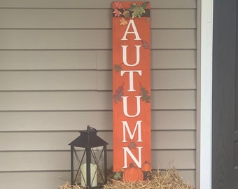 Handmade Autumn Wood Porch Sign: Fall Decor (3ft)