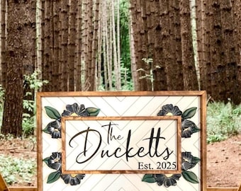 Family Name Sign, Floral Last Name Sign, Custom Floral Name Sign, Wood Name Sign, Round Wood Name Sign, Nursery Name Sign, Family Sign