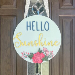 Hello sunshine door hanger, Hello Sunshine, Summer Front Door Decor, Summer Door Hanger, Summer Wreath, Door Wreath, Home Decor, Front Door