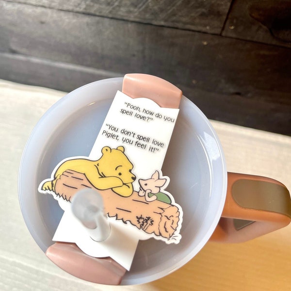 Stanley Tumbler Topper, Water Tumbler Name Tag, Stanley Name Plate, Classic Winnie The Pooh Bear, Cute Tumbler Toppers, Personalized Tags