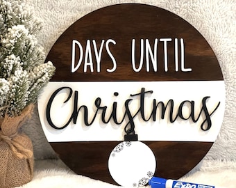 Handmade Christmas Countdown Wood Sign: 3D Design, Dry Erase