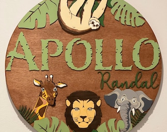 Safari Nursery Name Sign: 3D Custom Wood Decor